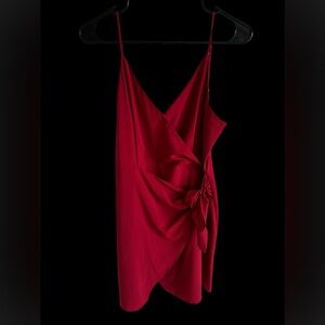 Silk Ruched Red Dress